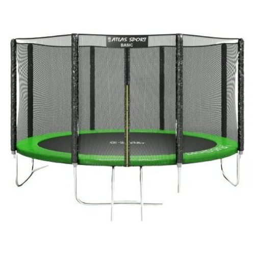 Батут Atlas Sport 435 см - 14ft Basic (с лестницей, внешняя сетка, зеленый)
