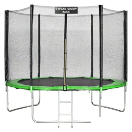 Батут Atlas Sport 252 см - 8ft Basic (с лестницей, внешняя сетка, зеленый) 5156064