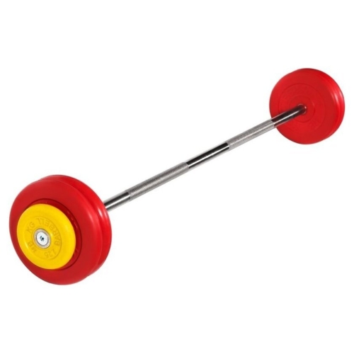 Штанга MB Barbell Неразборная с цветными дисками (27.5 кг)