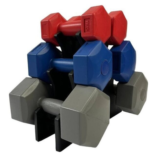 Гантельный ряд AMETIST Fitnes Composit 12 кг с подставкой (2x1кг, 2x2кг, 2x3кг)