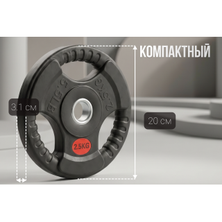 Диск 31 мм. обрезиненный с 3-мя хватами  2,5 кг (2 штуки)   VictoryFit VF-S250250-2
