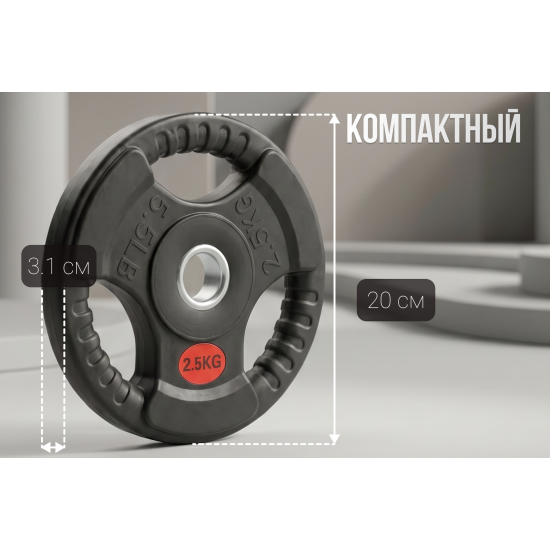 Диск 31 мм. обрезиненный с 3-мя хватами  2,5 кг (2 штуки)   VictoryFit VF-S250250-2