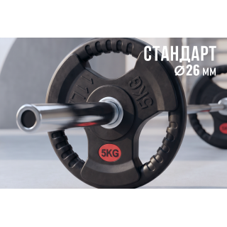 Диск 31 мм. обрезиненный с 3-мя хватами  5 кг (2 штуки)   VictoryFit VF-S250500-2