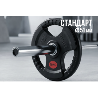 Диск 51 мм.  обрезиненный с 3-мя хватами 10 кг (2 штуки)   VictoryFit VF-S511000-2