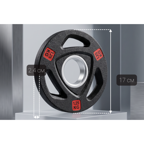 Диск 51 мм. NEO обрезиненный с 3-мя хватами  1,25 кг (2 штуки)   VictoryFit VF-ST510125-2