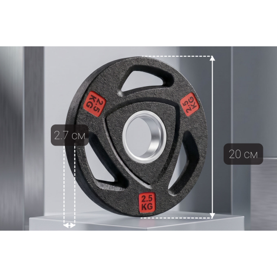 Диск 51 мм. NEO обрезиненный с 3-мя хватами  2,5 кг (2 штуки)   VictoryFit VF-ST51025-2