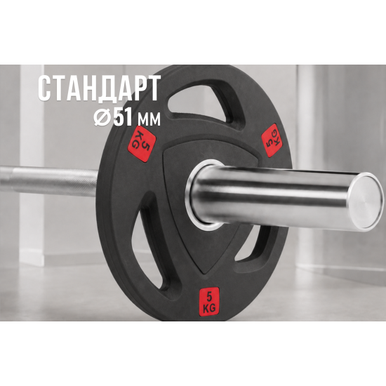 Диск 51 мм. NEO обрезиненный с 3-мя хватами  5 кг (2 штуки)   VictoryFit VF-ST51050-2
