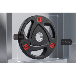 Диск 51 мм. NEO обрезиненный с 3-мя хватами 10 кг (2 штуки)   VictoryFit VF-ST51100-2