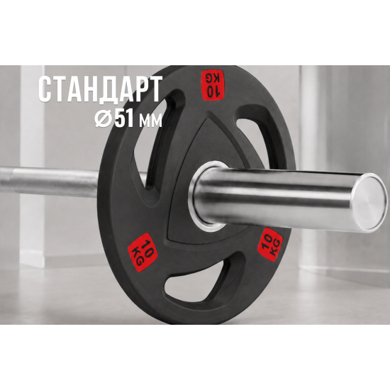 Диск 51 мм. NEO обрезиненный с 3-мя хватами 10 кг (2 штуки)   VictoryFit VF-ST51100-2