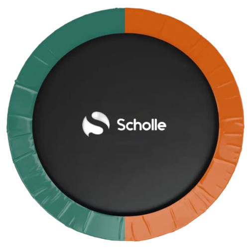 Батут каркасный 360см (12фут), SCHOLLE, с защитной сеткой и лестницей, зеленый/оранжевый