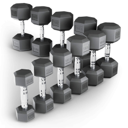 Ряд гантелей гексагональных UNIX Fit обрезиненные от 2,5 до 25 кг