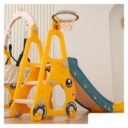 Игровой комплекс UNIX kids Funny Car с горкой с качелями Yellow 9787775