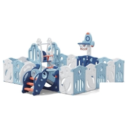 Игровой манеж UNIX kids SUPREME Space 200x200 Blue с качелями 9782449