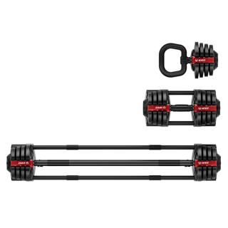 Гантель регулируемая 18кг + штанга + гиря, HYFIT, набор 3в1, D7040