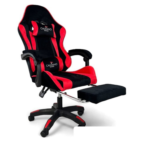 Игровое (геймерское) кресло Calviano 1583 (черно-красный велюр)