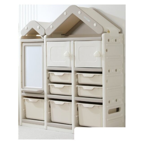 Стеллаж UNIX kids House (7 ящиков, 2 полки с дверцей, серый)