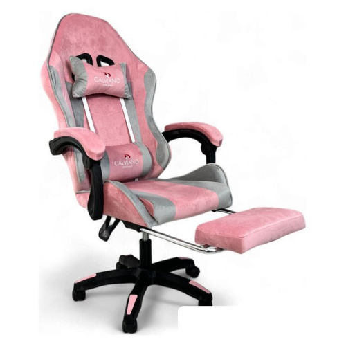Игровое (геймерское) кресло Calviano 1583 (серо-розовый велюр)