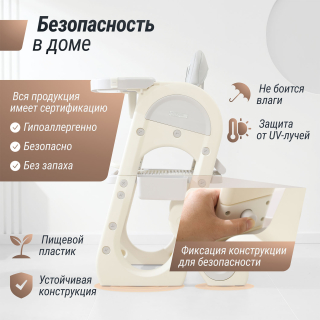 Стул для кормления Трансформер UNIX Kids Cloud / Облако (3 в 1) серый