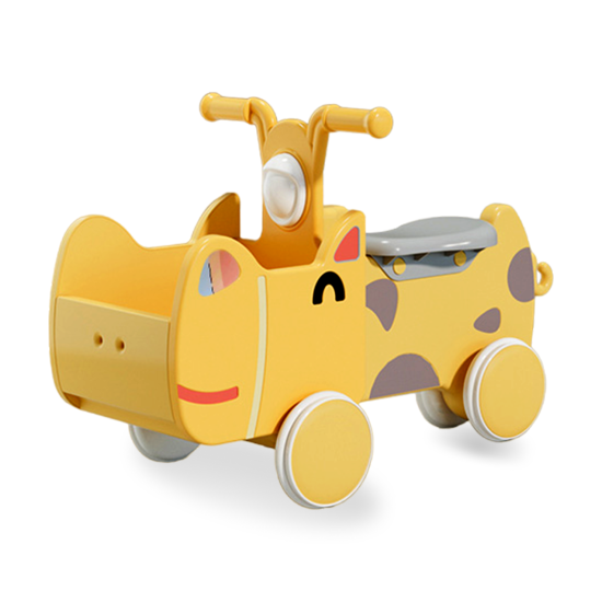 Машинка-каталка с корзиной UNIX Kids Hippo / Бегемот желтый