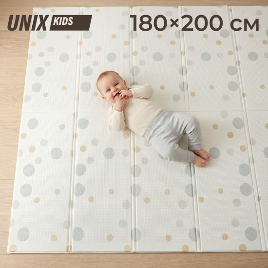 Игровой коврик складной UNIX Kids Circles / Круги 180x200 см серый