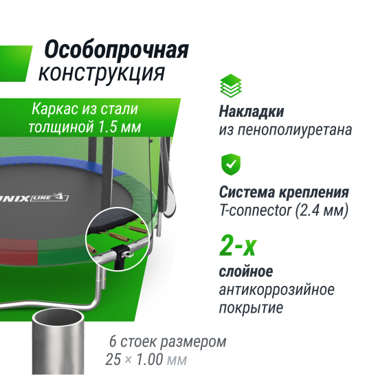 Батут UNIX Line Simple 6 ft (183 см) с внешней защитной сеткой, цветной