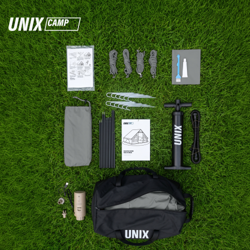 Надувная палатка UNIX Camp Vega 3х2 серый (+ навес)