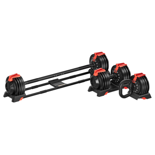 Гантель регулируемая 24кг + штанга + гиря, HYFIT, набор 3в1, D7080