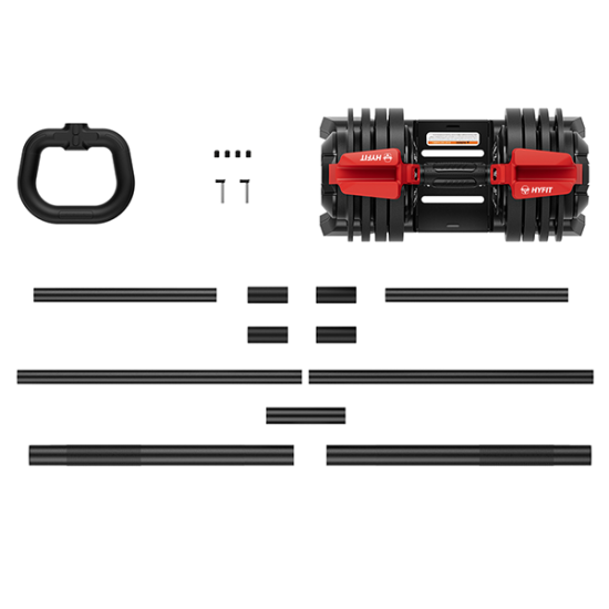 Гантель регулируемая 24кг + штанга + гиря, HYFIT, набор 3в1, D7080