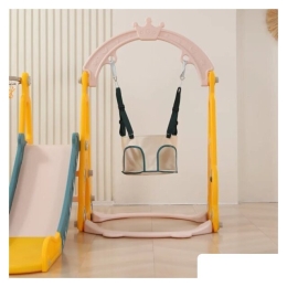 Игровой комплекс UNIX kids Funny Car с горкой с качелями и баскетбольной стойкой Yellow 9787776