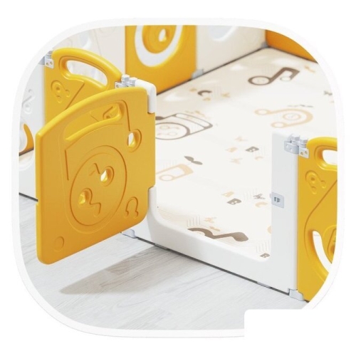 Игровой манеж UNIX kids SUPREME Music 160x160 Yellow с качелями