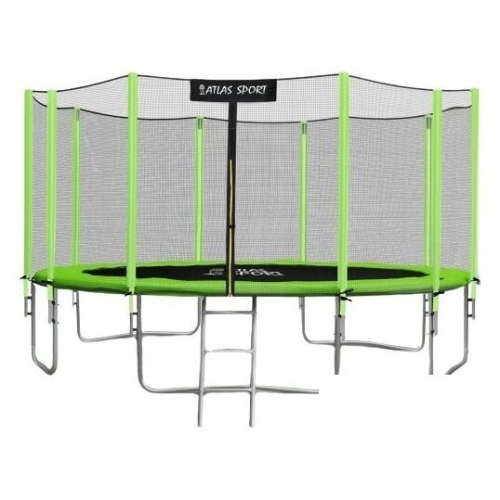 Батут Atlas Sport 465 см - 15ft Basic (с лестницей, внешняя сетка, зеленый)