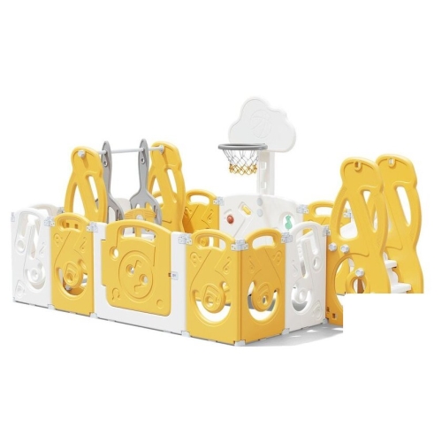 Игровой манеж UNIX kids SUPREME Music 160x160 Yellow с качелями