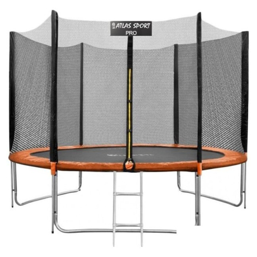 Батут Atlas Sport 252 см - 8ft Pro (с лестницей, внешняя сетка, оранжевый)