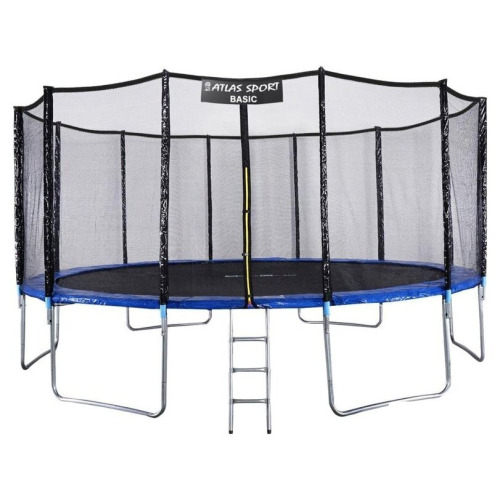 Батут Atlas Sport 490 см - 16ft Basic (с лестницей, внешняя сетка, синий)