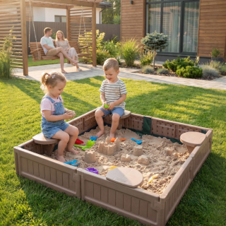 Песочница UNIX Kids Square квадратная 123 х 123 см коричневый