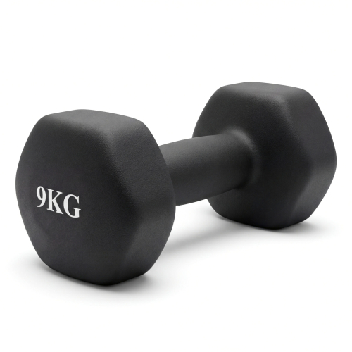 Гантель неразборная гексагональная неопрен 9 кг (черная) VictoryFit VF-DHN090