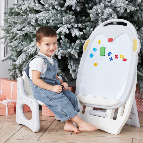Развивающий детский мольберт UNIX Kids серый