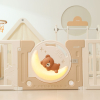 Манеж UNIX Kids DeLuxe House&Storage / Делюкс дом и стеллаж бежевый 180 x 200 см, с игровым домиком, баскетбольной стойкой, доской для рисования, качелями + мес
