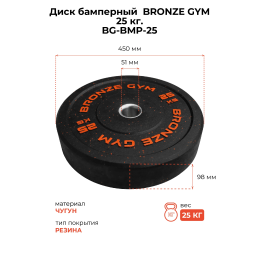 Диск бамперный BRONZE GYM 25кг д50