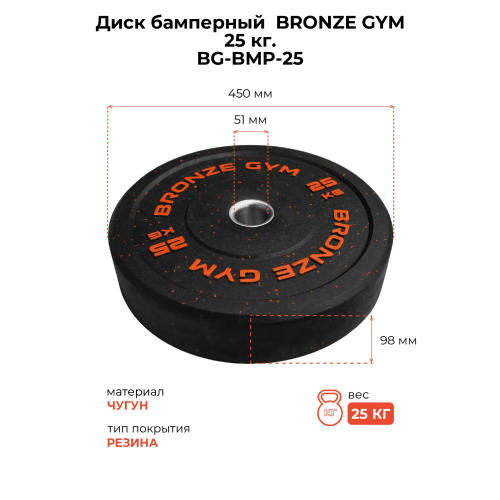 Диск бамперный BRONZE GYM 25кг д50