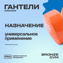 Гантели для аэробики виниловые BRONZE GYM,6 кг., пара