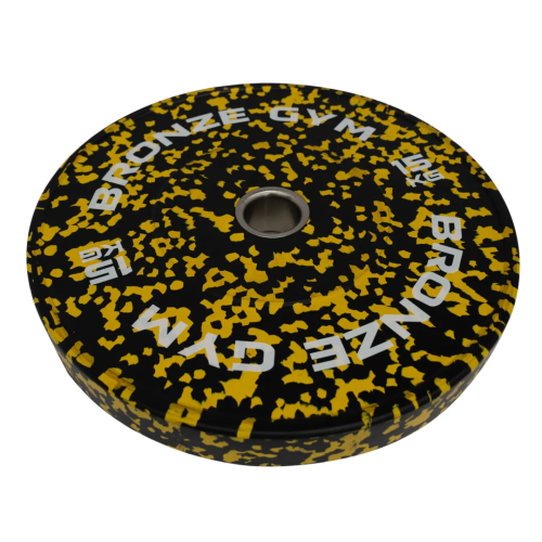 Диск бамперный BRONZE GYM камуфляж желтый 15 кг