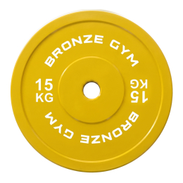 Диск олимпийский BRONZE GYM тяжелоатлетический желтый 15 кг