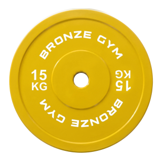 Диск олимпийский BRONZE GYM тяжелоатлетический желтый 15 кг