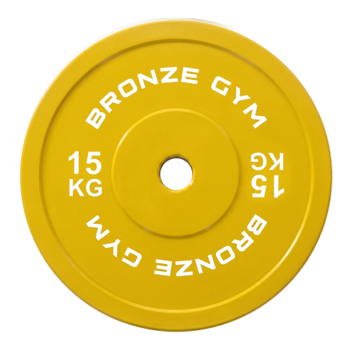Диск олимпийский BRONZE GYM тяжелоатлетический желтый 15 кг