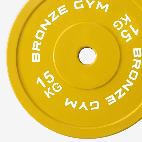 Диск олимпийский BRONZE GYM тяжелоатлетический желтый 15 кг