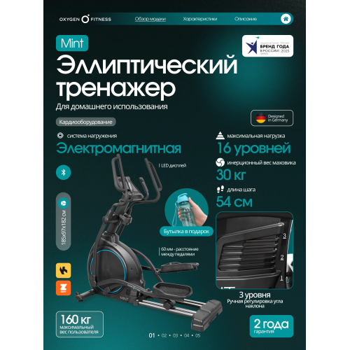 Эллиптический тренажер домашний OXYGEN FITNESS MINT