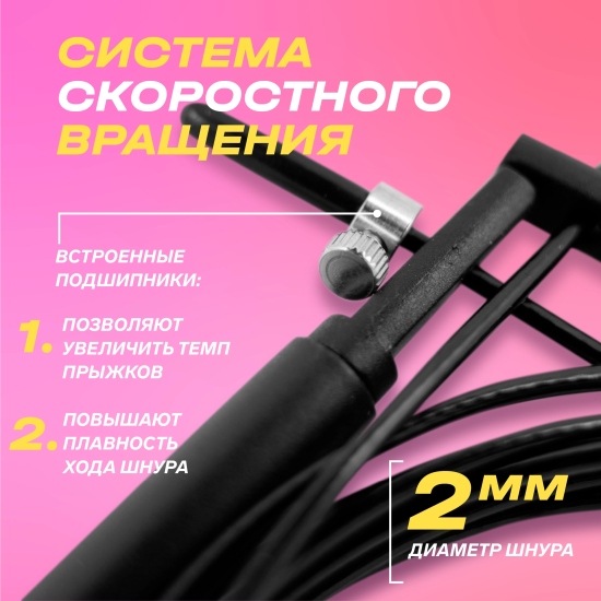 Скакалка скоростная PRCTZ SPEED JUMP ROPE PRO-SPEED, 300 см.