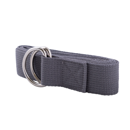 Ремень для йоги с металлическим карабином PRCTZ YOGA STRAP, серый.