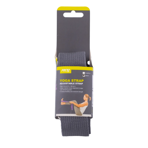 Ремень для йоги с металлическим карабином PRCTZ YOGA STRAP, серый.
